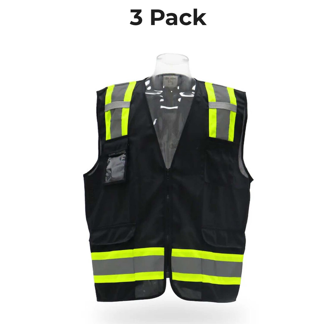 High Visibility Safety Vests Reflective Zipper Front with Pockets Work Gear